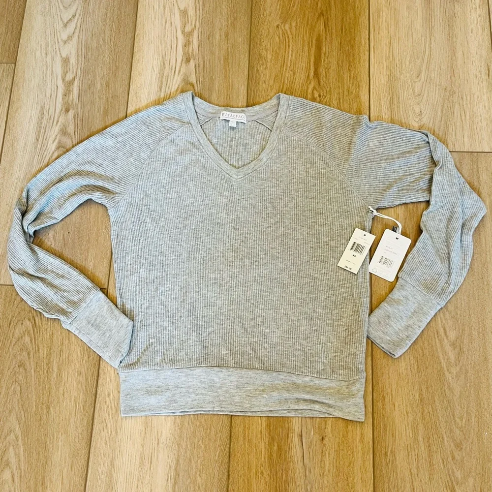 PJ Salvage Long Sleeve Ribbed Pajama Top
